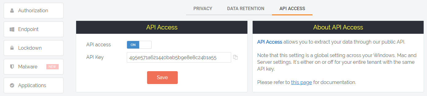 Rest API portal settings
