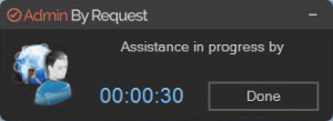 Admin by request support assist timer in progress » admin by request