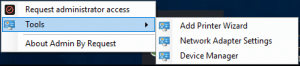 Admin by request tray tools menu in windows » admin by request