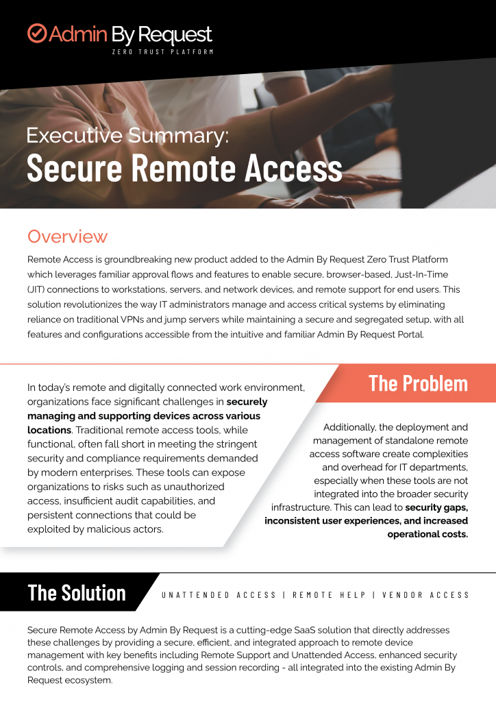 Admin by request secure remote access executive summary page 1 » admin by request » admin by request