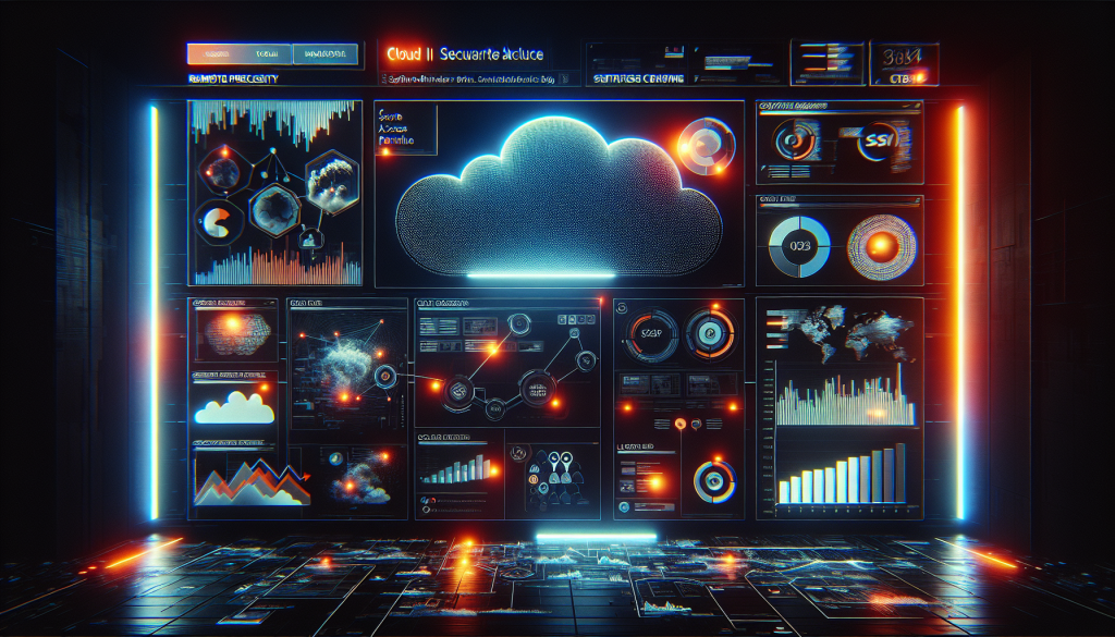 A futuristic cloud-based remote access dashboard displayed on a flat screen, showcasing graphs, charts, and login interfaces » admin by request