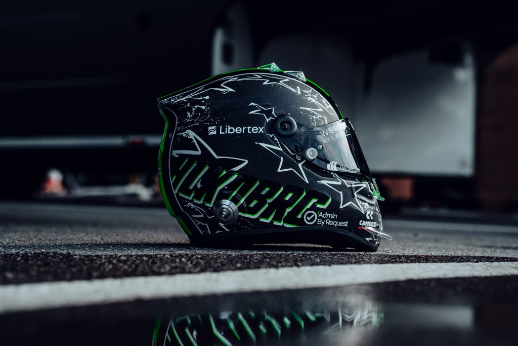 Admin by request logo on nico hulkenberg's 2025 f1 helmet » admin by request