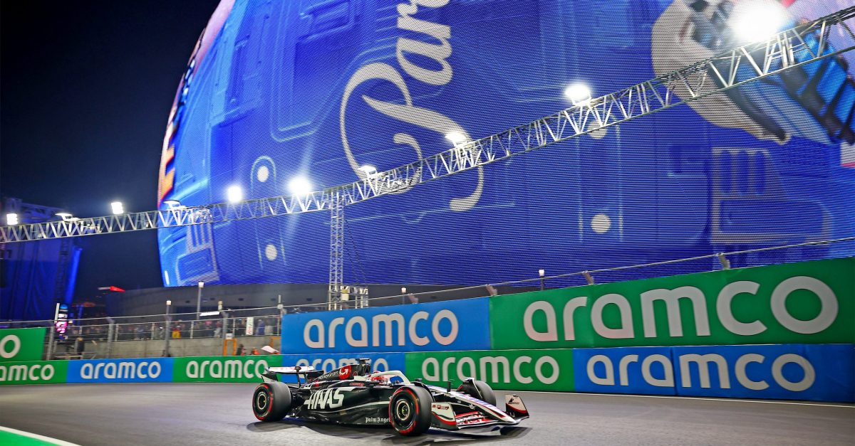 Kevin Magnussen (Haas-Ferrari) during practice for the 2024 Las Vegas Grand Prix. Photo: Grand Prix Photo