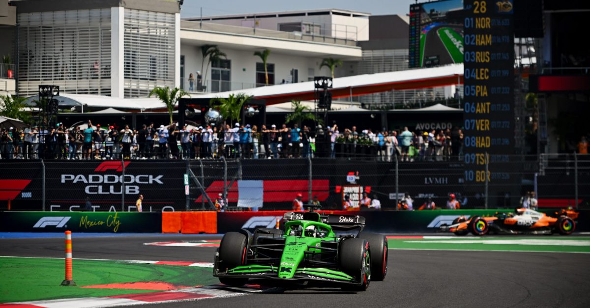 MEXICO CITY, MEXICO - OCTOBER 25: Nico Hulkenberg of Germany driving the (27) Kick Sauber C45 Ferrari on track during final practice ahead of the F1 Grand Prix of Mexico at Autodromo Hermanos Rodriguez on October 25, 2025 in Mexico City, Mexico. (Photo by Rudy Carezzevoli/Getty Images)