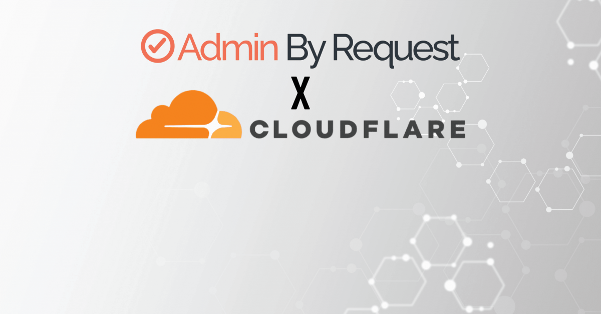 Banner showing the Admin By Request logo X Cloudflare logo to promote upcoming joint webinar