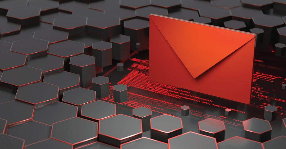 Digital image of envelope in hexagonal building blocks